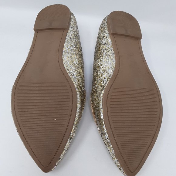 Torrid Gold Glitter Pointed Toe Loafers Sz 8W - Picture 4 of 5